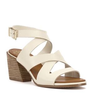 Women's Cream Block Heel Sandals